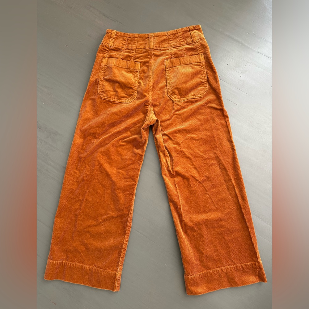 Maeve by Anthropologie “The Colette” Orange Brown Corduroy Wide Leg Pants - Picture 3 of 7